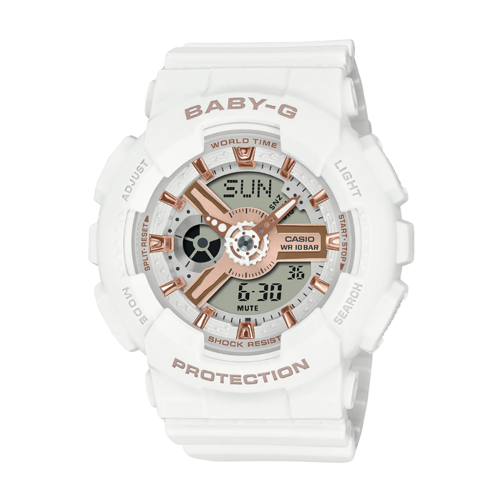 CASIO BABY G BA 110XRG 7ADR ANALOG DIGITAL WHITE WATCH