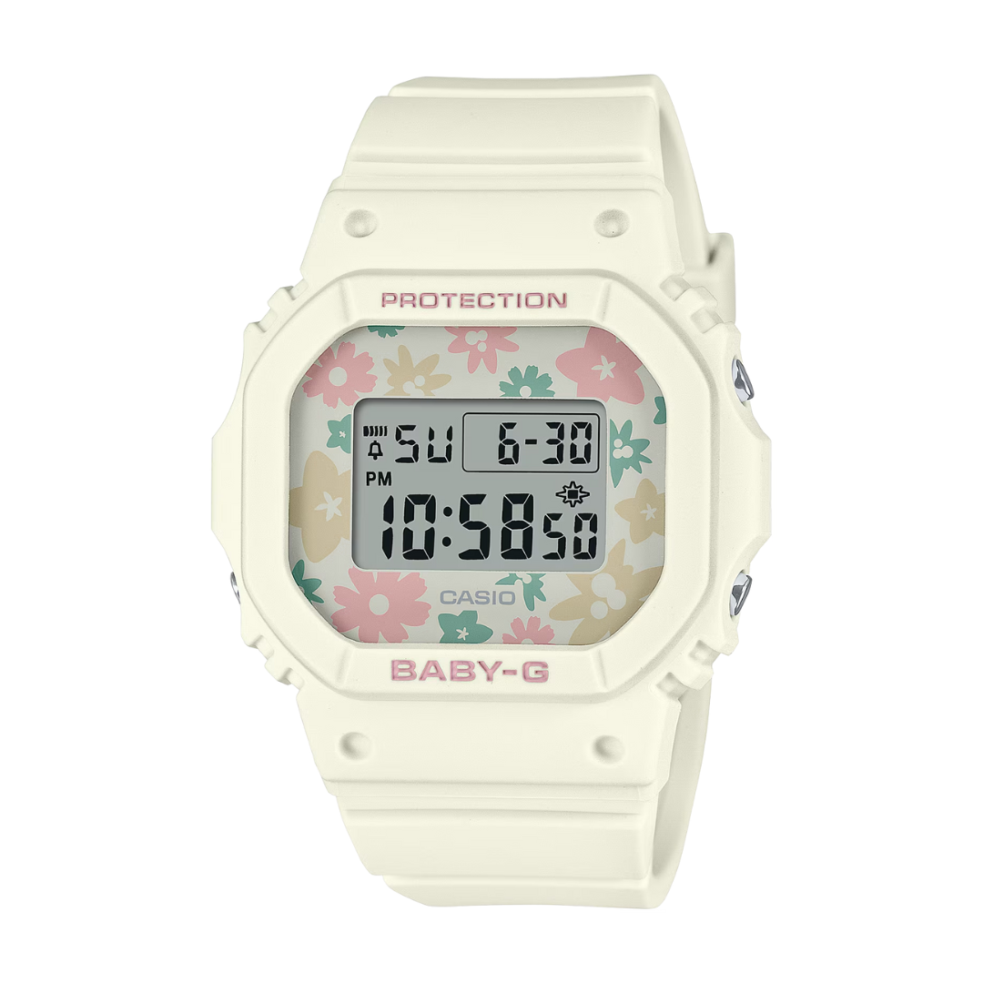 CASIO BABY G BGD 565RP 7DR FLORAL THEME CREAM WOMEN WATCH