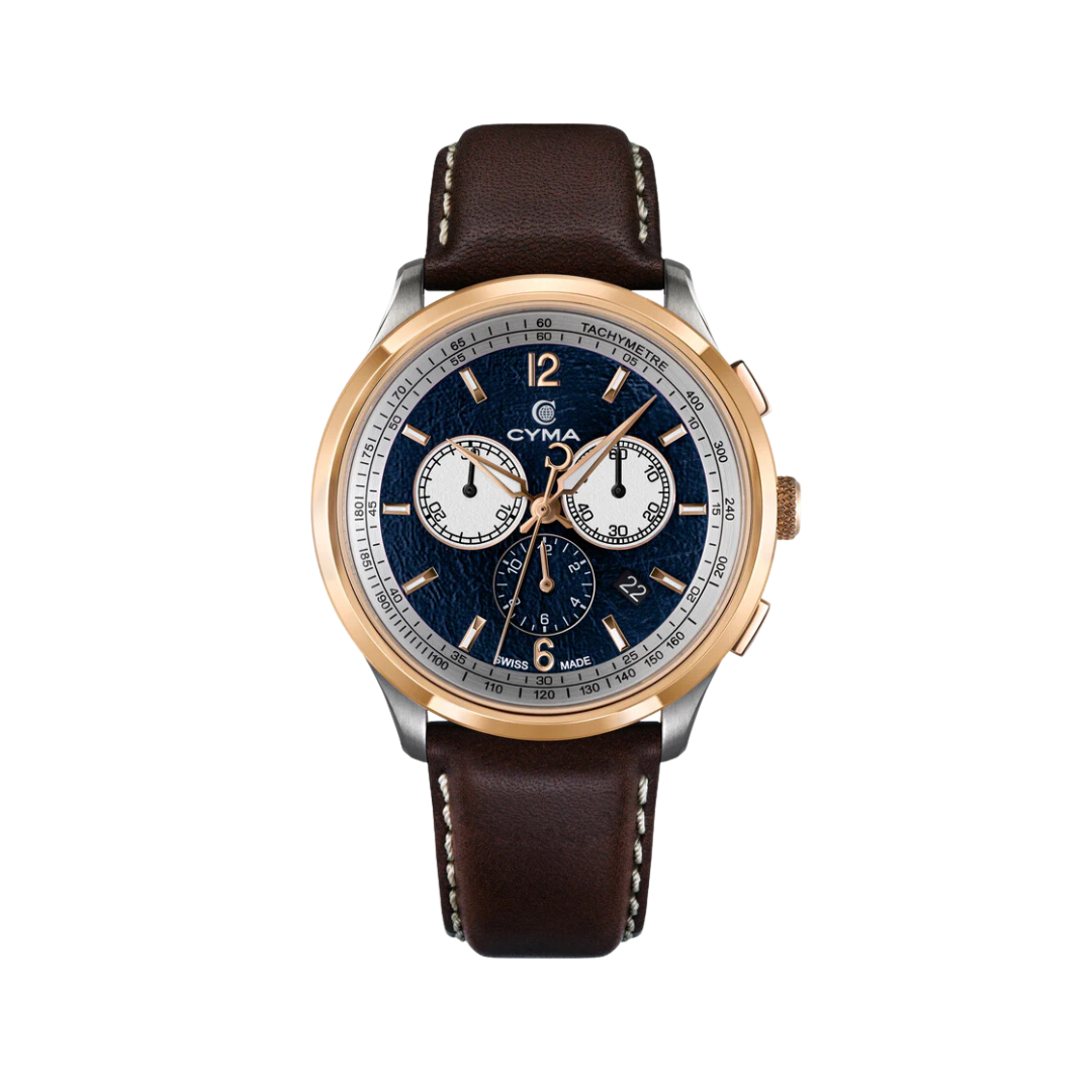 CYMA W02 00812 007 CHAMPION CHRONOGRAPH QUARTZ BROWN LEATHER MEN WATCH City Chain Singapore