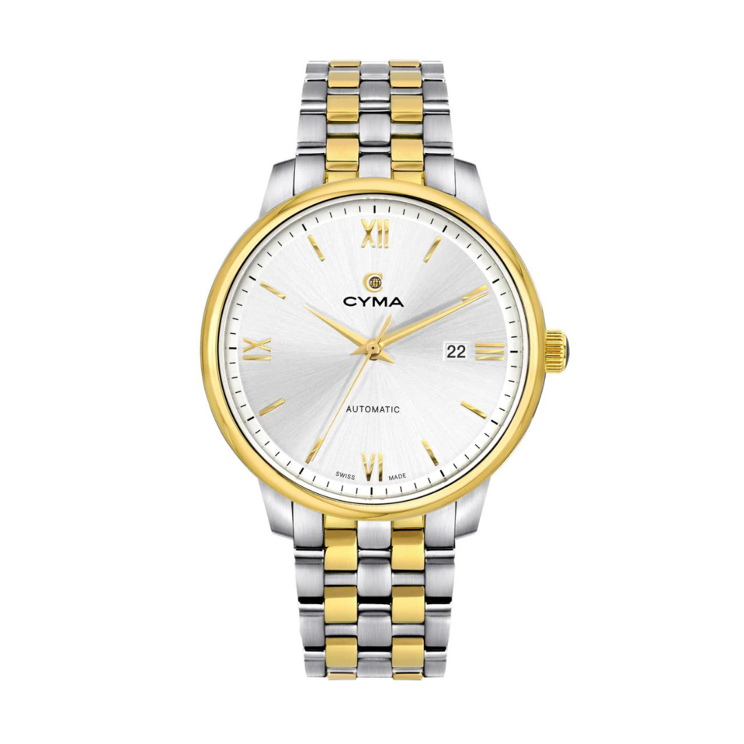 CYMA W02 00816 002 HERITAGE EUROPA 3 HANDS AUTOMATIC TWO TONE STAINLESS STEEL MEN WATCH City Chain Singapore