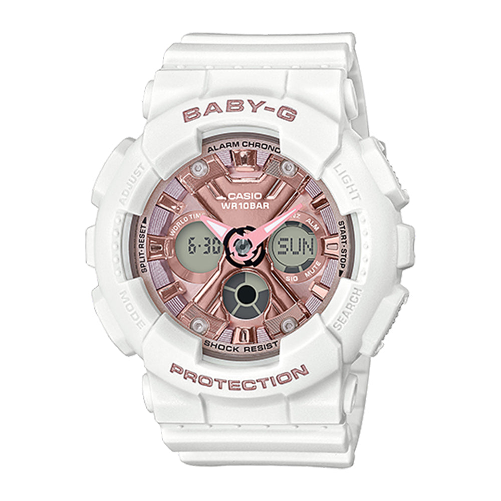 CASIO BABY G BA 130 7A1DR ANALOG DIGITAL WHITE PINK WATCH CITY