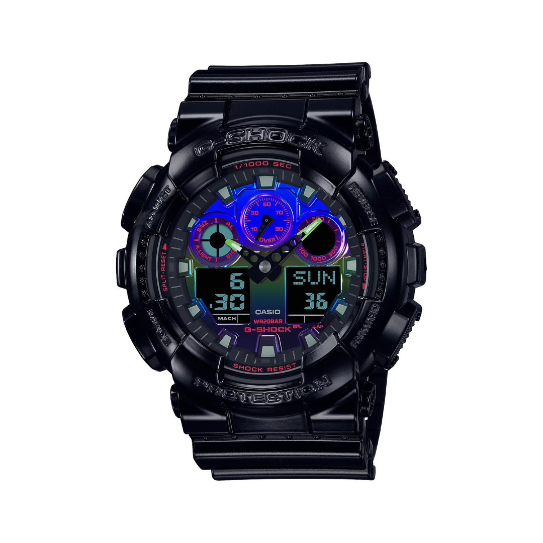 CASIO G-SHOCK GA-100RGB-1ADR VIRTUAL RAINBOW ANALOG DIGITAL BLACK 