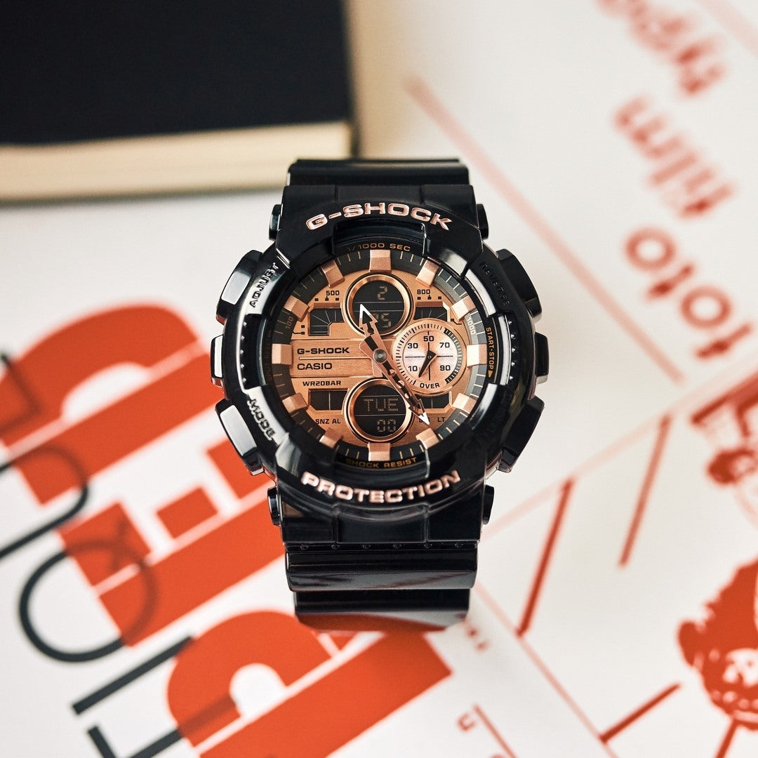 CASIO G-SHOCK GA-140GB-1A1DR SPECIAL COLOUR MODELS BLACK GOLD WATCH