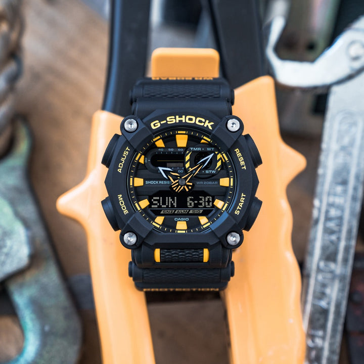 CASIO G-SHOCK GA-900A-1A9DR STANDARD ANALOG-DIGITAL BLACK AND YELLOW WATCH