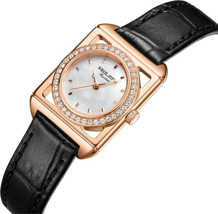 SOLVIL ET TITUS THE LETTER W06-03344-002 3 HANDS QUARTZ LEATHER WOMEN WATCH