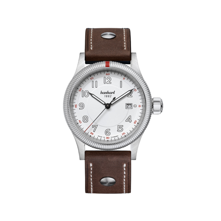 HANHART PIONEER ONE BROWN 762.200-0110 CALFSKIN MEN WATCH