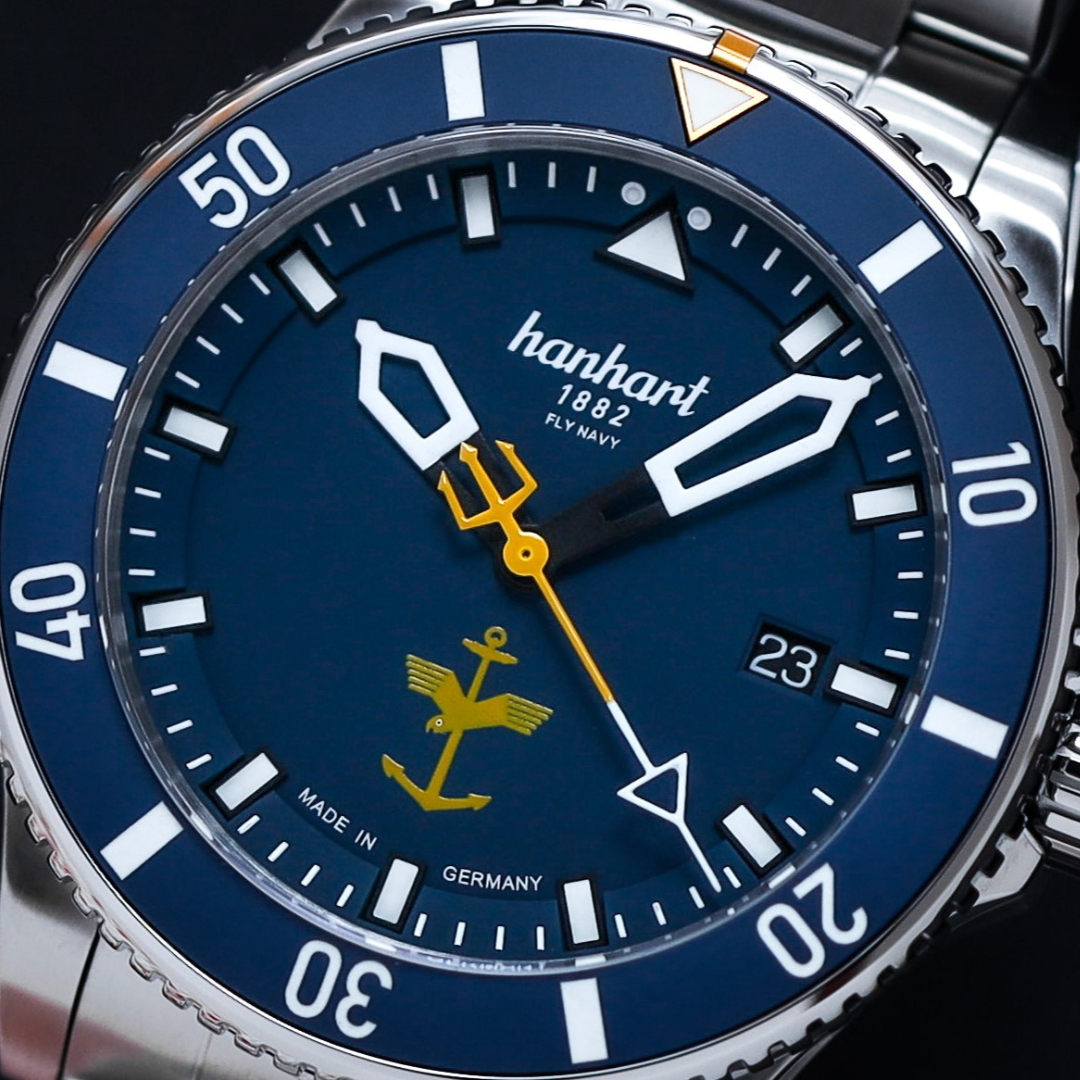 HANHART FLY NAVY MFG5 AEROSPHERE 774.274-6428 LIMITED EDITION STAINLESS STEEL MEN WATCH