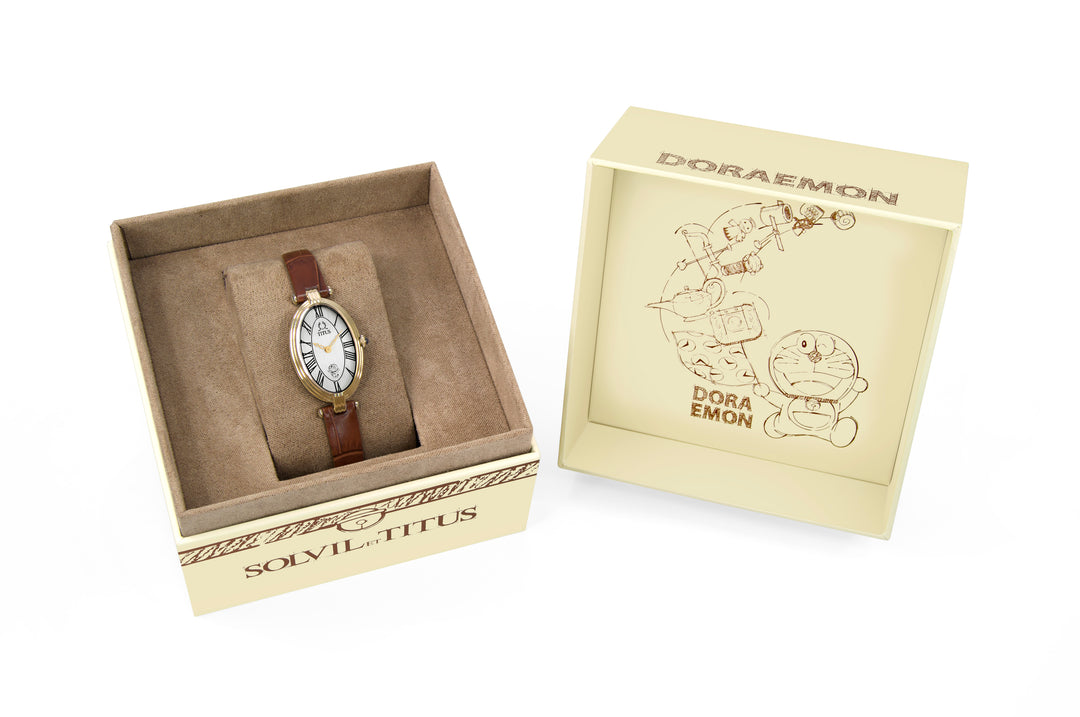 SOLVIL ET TITUS DORAEMON W06-03312-002 2 HANDS QUARTZ LEATHER WOMEN WATCH