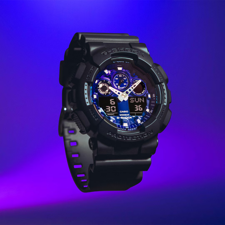 CASIO G-SHOCK GA-100FL-1ADR STANDARD ANALOG-DIGITAL BLUE MEN WATCH