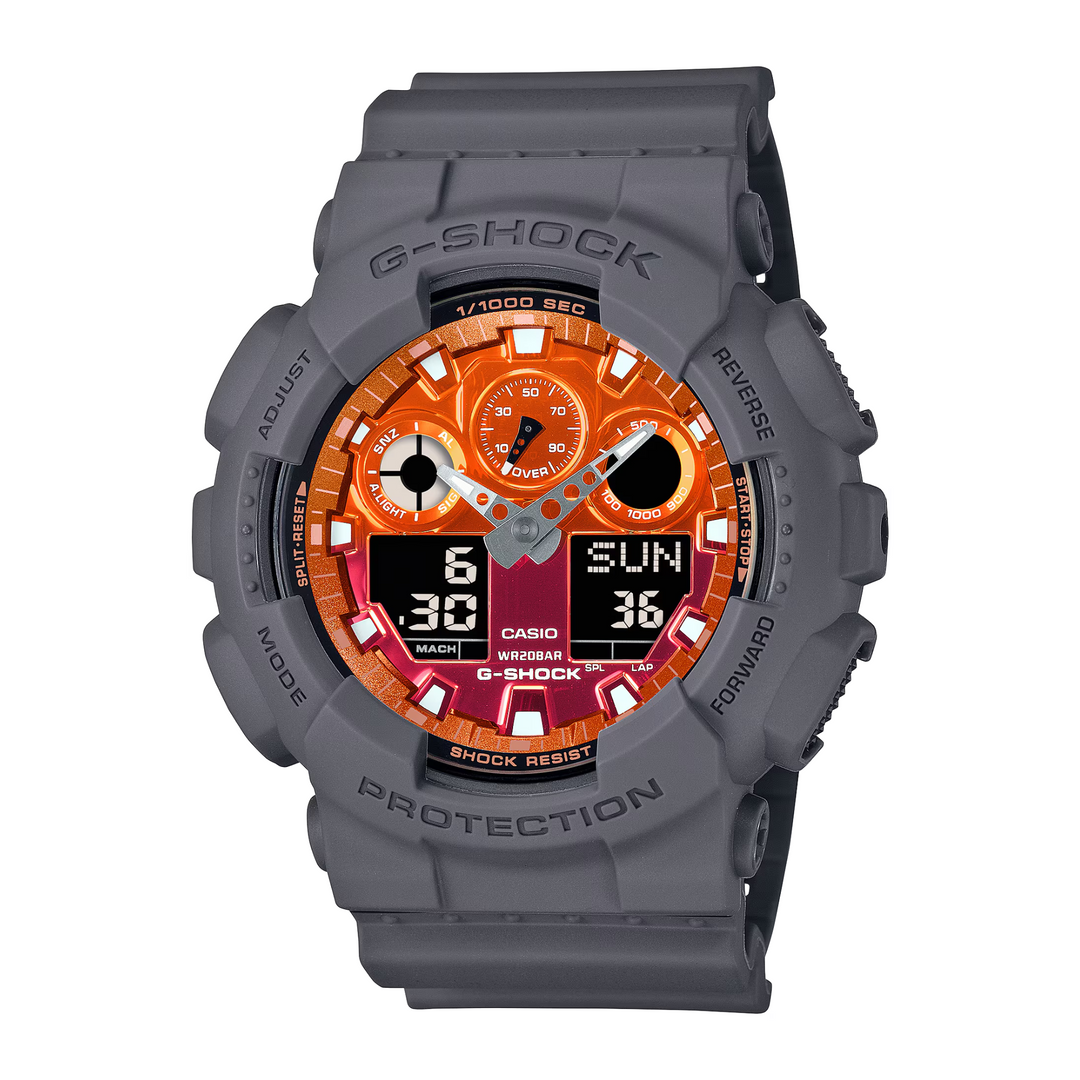 CASIO G-SHOCK GA-100FL-8ADR STANDARD ANALOG-DIGITAL ORANGE MEN WATCH