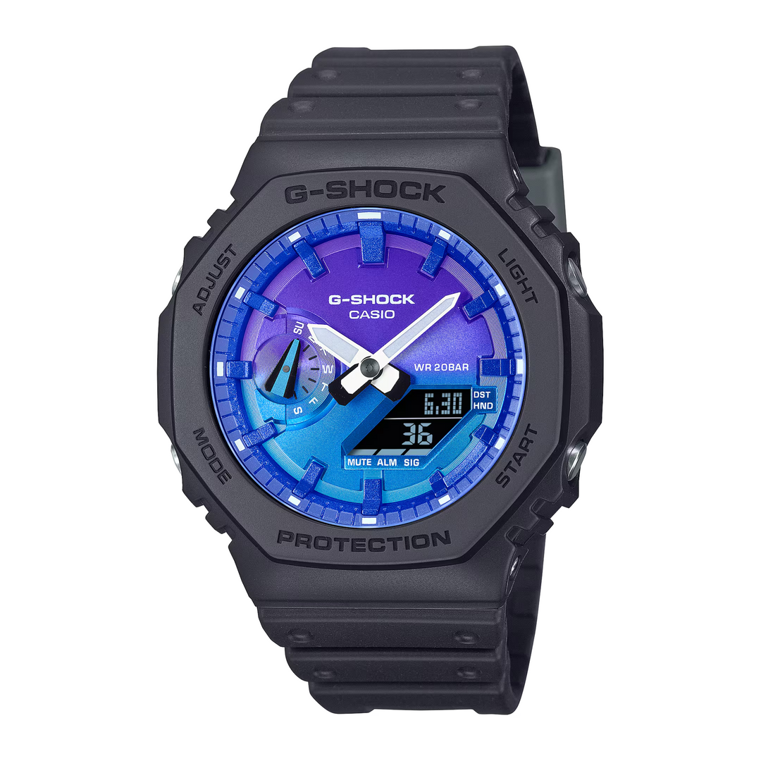 CASIO G-SHOCK GA-2100FL-1ADR STANDARD ANALOG-DIGITAL BLUE MEN WATCH