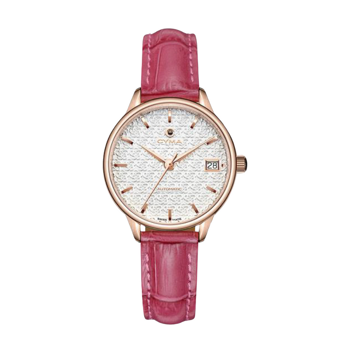 CYMA CLASSIC W02-00802-003 AUTOMATIC PINK LEATHER STRAP WOMEN WATCH