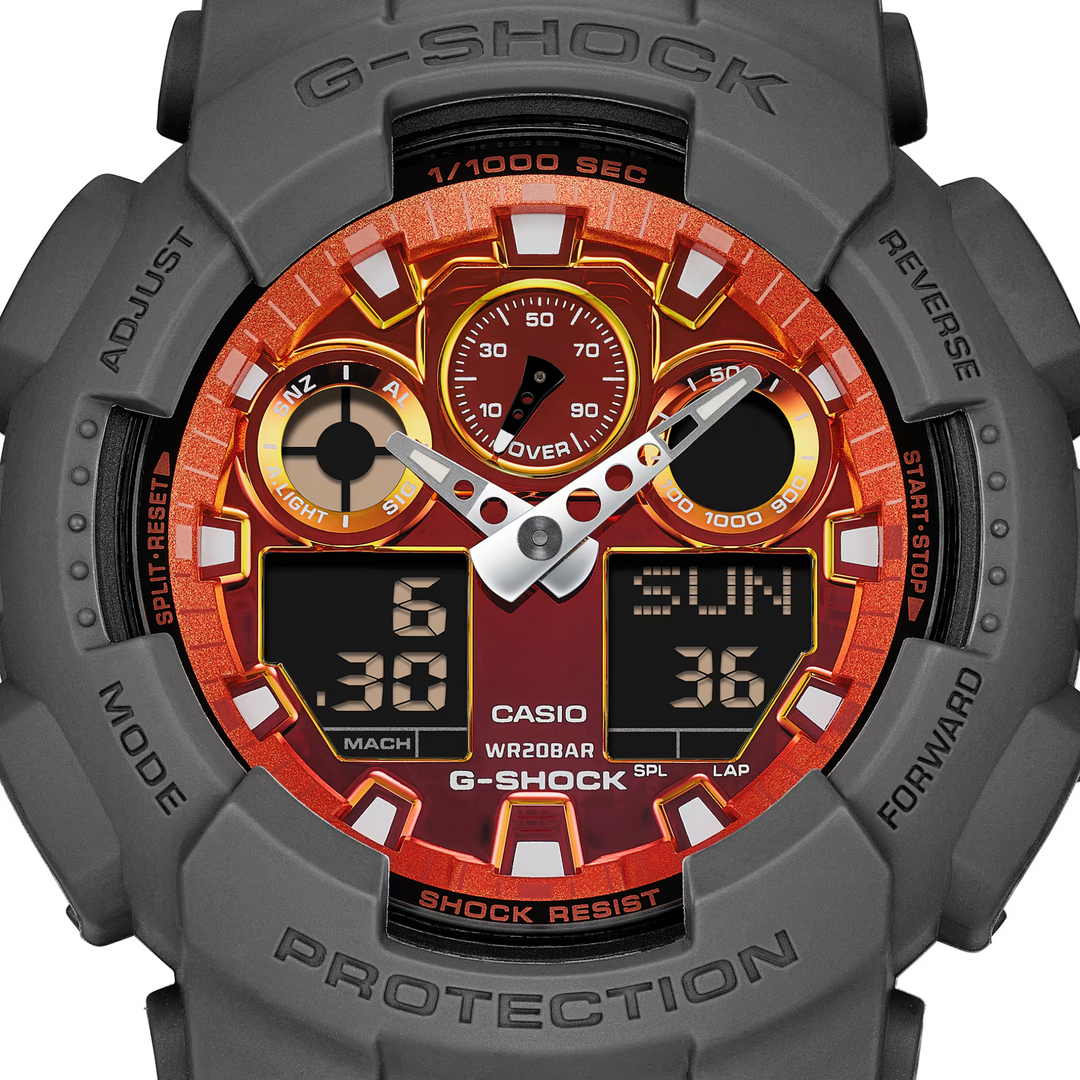 CASIO G-SHOCK GA-100FL-8ADR STANDARD ANALOG-DIGITAL ORANGE MEN WATCH