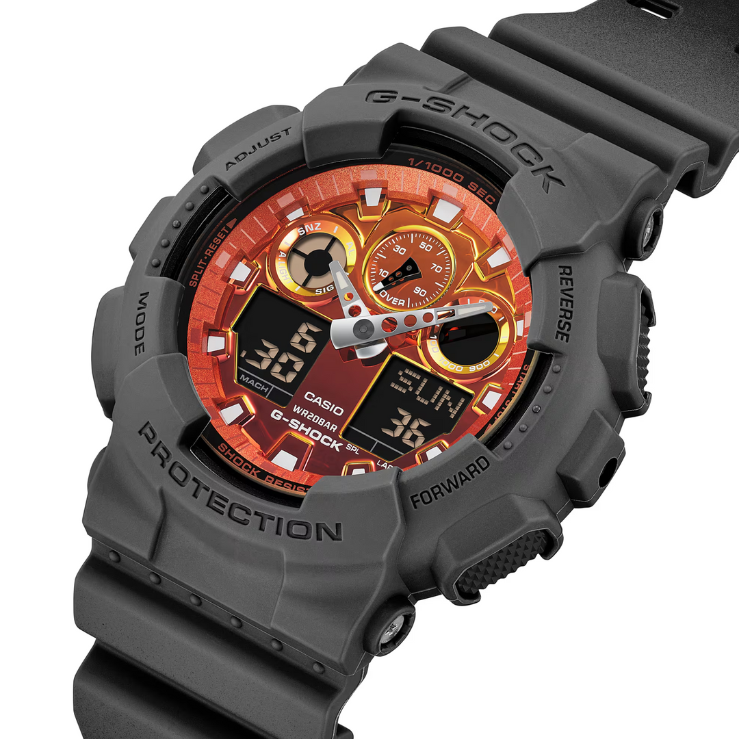 CASIO G-SHOCK GA-100FL-8ADR STANDARD ANALOG-DIGITAL ORANGE MEN WATCH