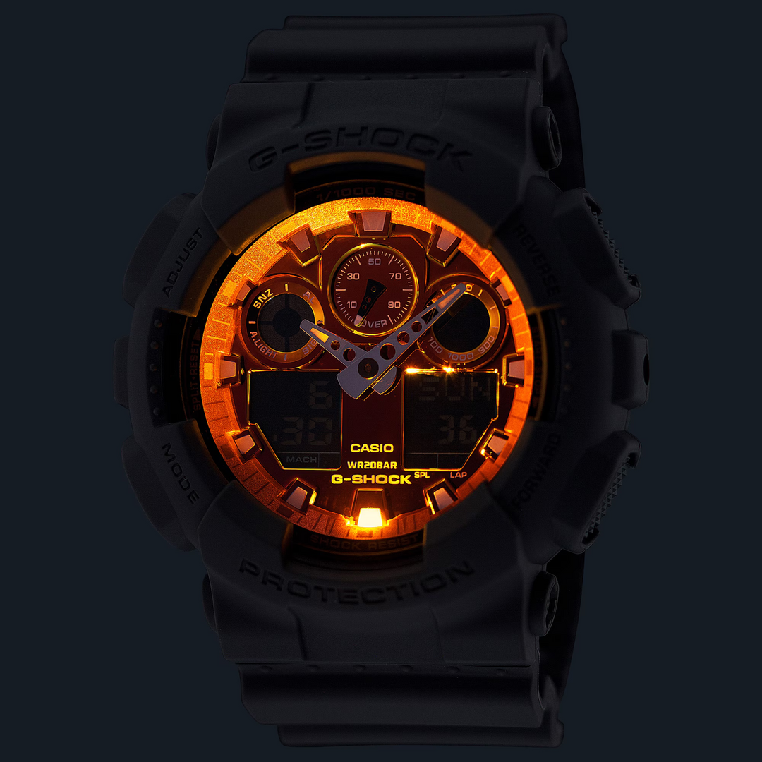 CASIO G-SHOCK GA-100FL-8ADR STANDARD ANALOG-DIGITAL ORANGE MEN WATCH