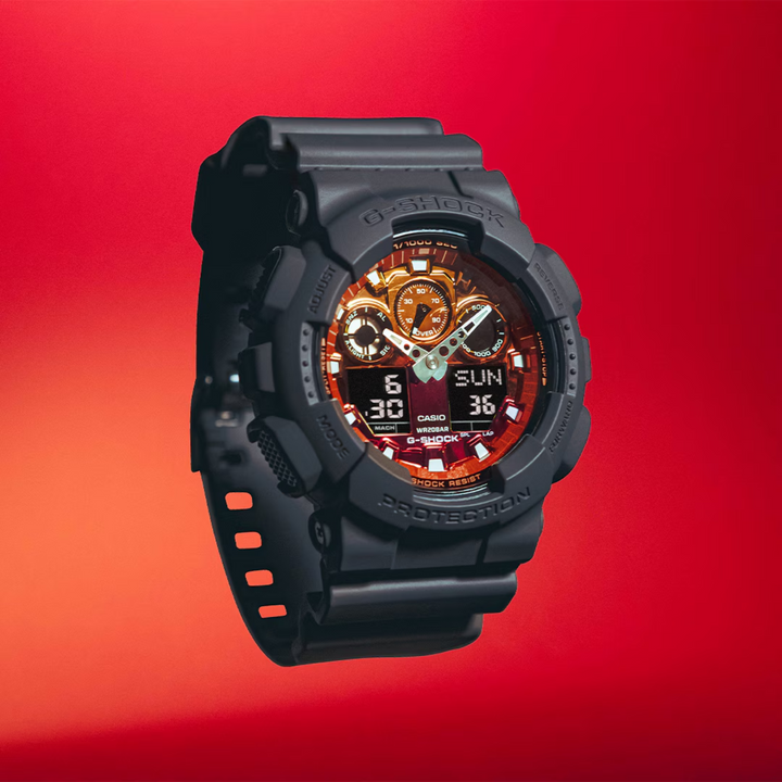 CASIO G-SHOCK GA-100FL-8ADR STANDARD ANALOG-DIGITAL ORANGE MEN WATCH