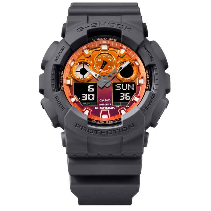 CASIO G-SHOCK GA-100FL-8ADR STANDARD ANALOG-DIGITAL ORANGE MEN WATCH