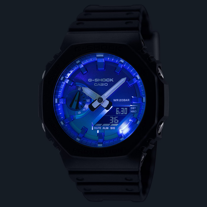 CASIO G-SHOCK GA-2100FL-1ADR STANDARD ANALOG-DIGITAL BLUE MEN WATCH