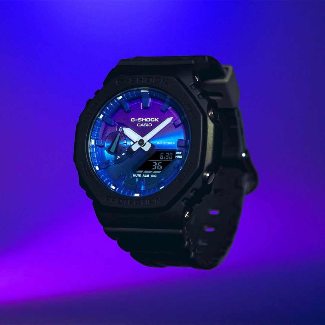 CASIO G-SHOCK GA-2100FL-1ADR STANDARD ANALOG-DIGITAL BLUE MEN WATCH