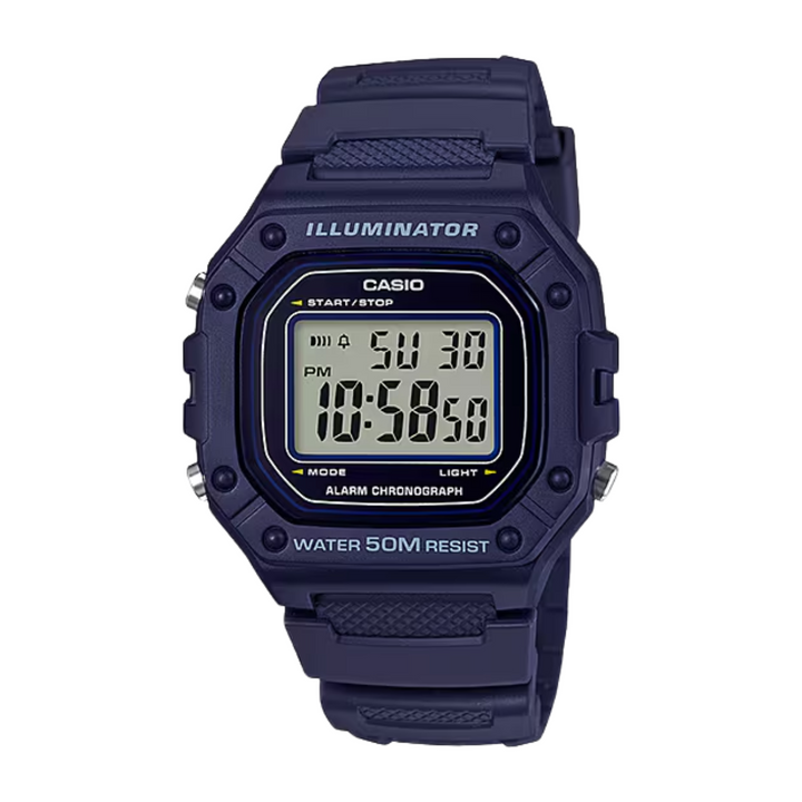 CASIO GENERAL W-218H-2AVDF ILLUMINATOR DIGITAL DARK BLUE MEN WATCH