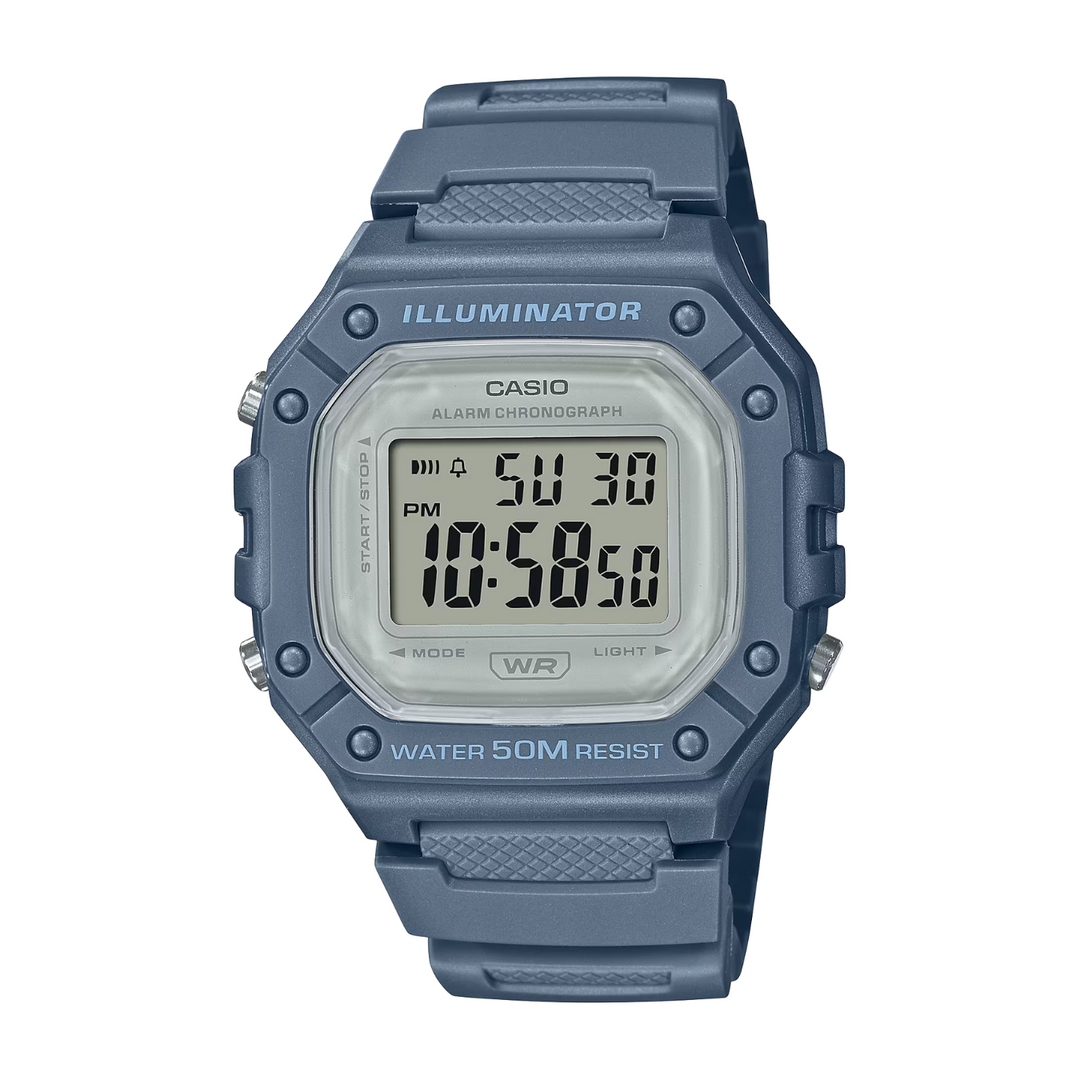 CASIO GENERAL W-218HC-2AVDF ILLUMINATOR DIGITAL BLUE MEN WATCH