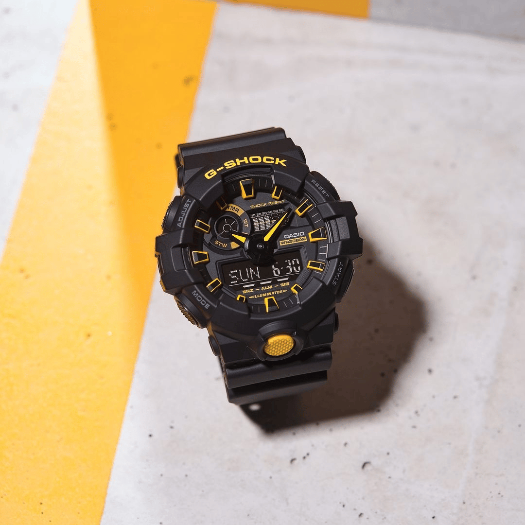 CASIO G-SHOCK GA-700CY-1ADR CAUTION YELLOW ANALOG-DIGITAL BLACK MEN WATCH