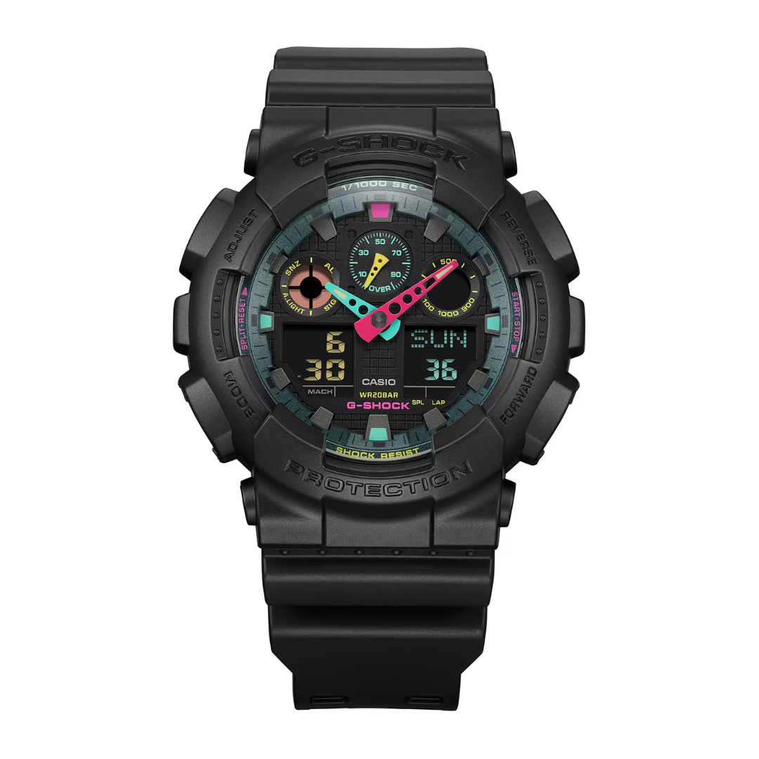 CASIO G-SHOCK GA-100MF-1ADR SPECIAL COLOR ANALOG-DIGITAL BLACK MEN WATCH