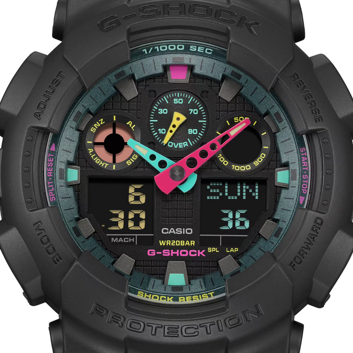 CASIO G-SHOCK GA-100MF-1ADR SPECIAL COLOR ANALOG-DIGITAL BLACK MEN WATCH