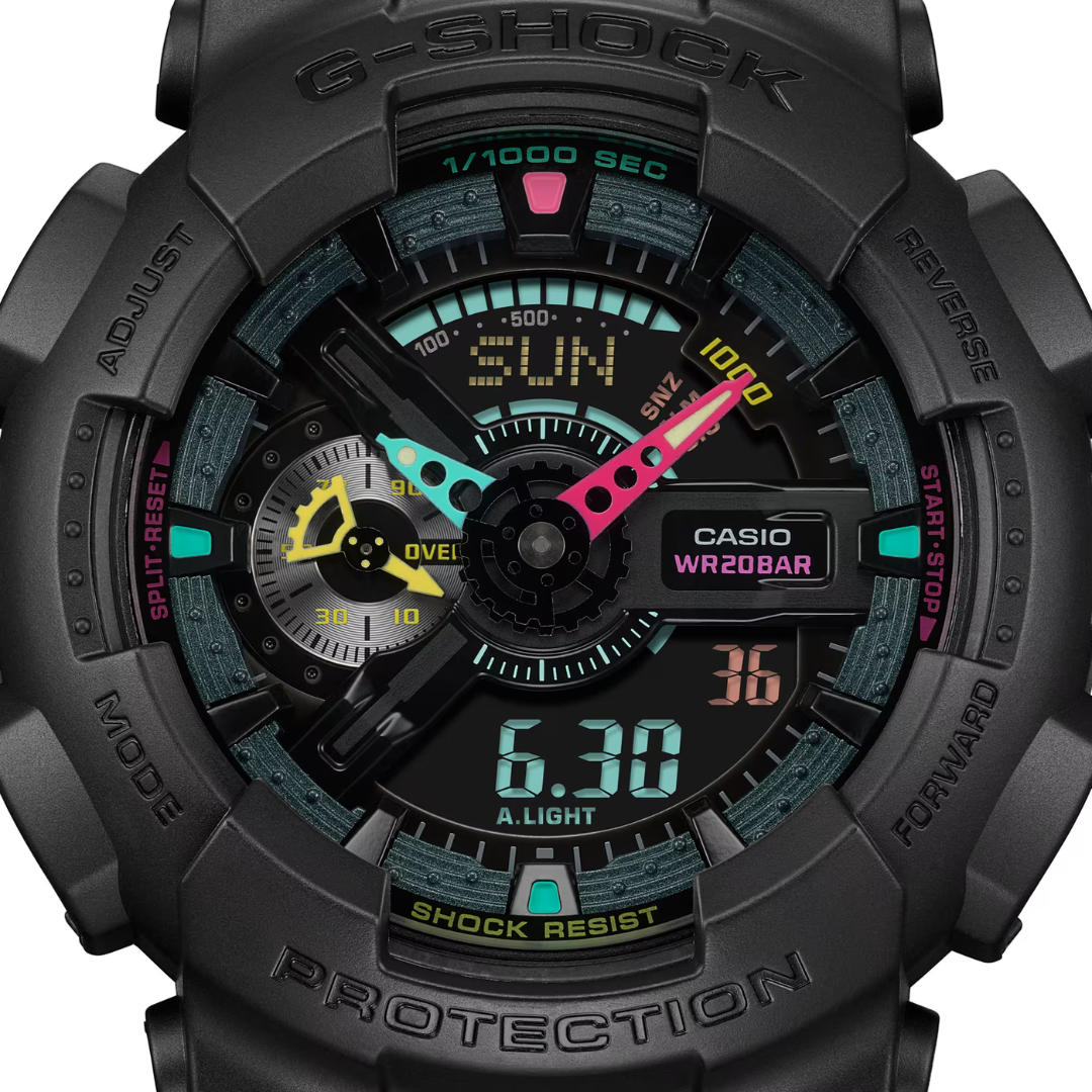 CASIO G-SHOCK GA-110MF-1ADR SPECIAL COLOR ANALOG-DIGITAL BLACK MEN WATCH