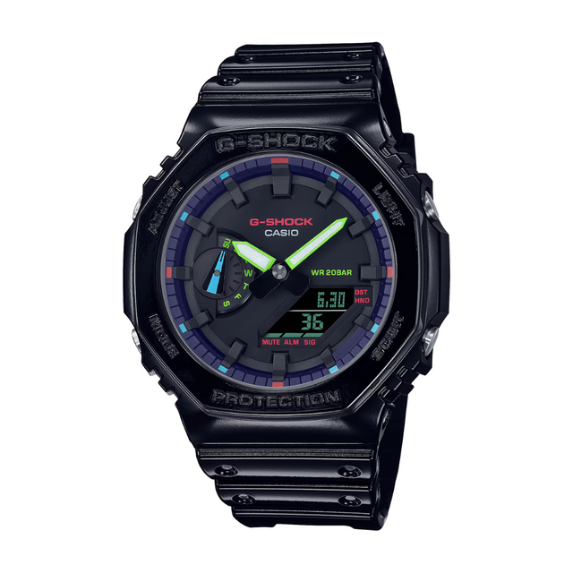 CASIO G-SHOCK GA-2100RGB-1ADR VIRTUAL RAINBOW ANALOG DIGITAL BLACK WATCH