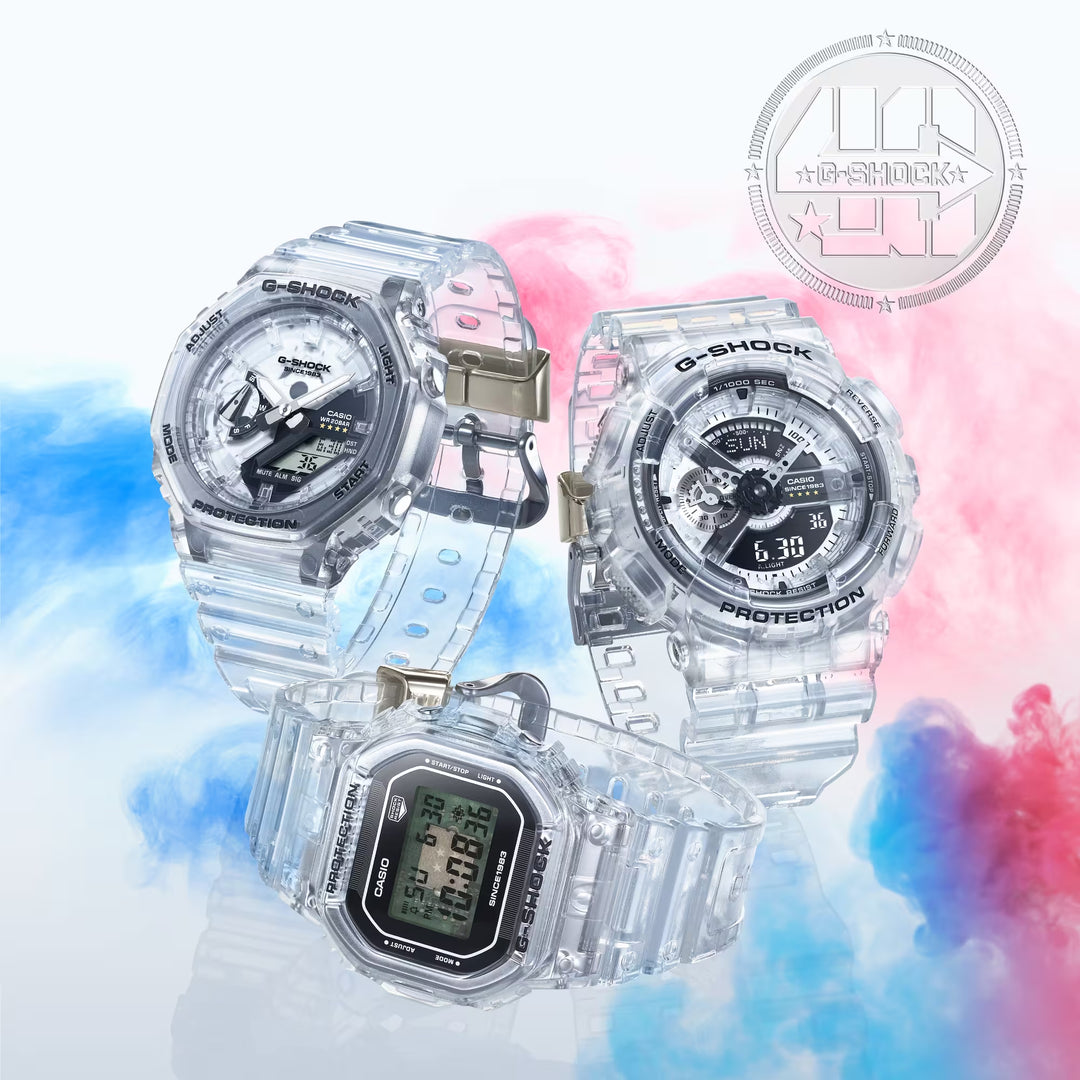 CASIO G-SHOCK GA-114RX-7ADR 40TH ANNIVERSARY CLEAR REMIX ANALOG-DIGITAL TRANSPARENT WATCH