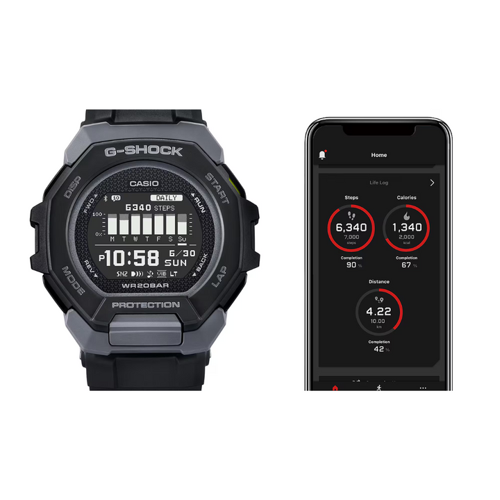 CASIO G-SHOCK G-SQUAD SPORTS GBD-300-1DR DIGITAL BLACK WATCH