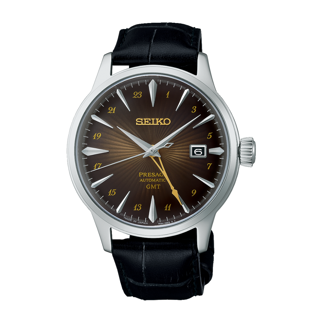 SEIKO PRESAGE SSK039J1 ‘RUSTY NAIL’ COCKTAIL TIME GMT MEN WATCH