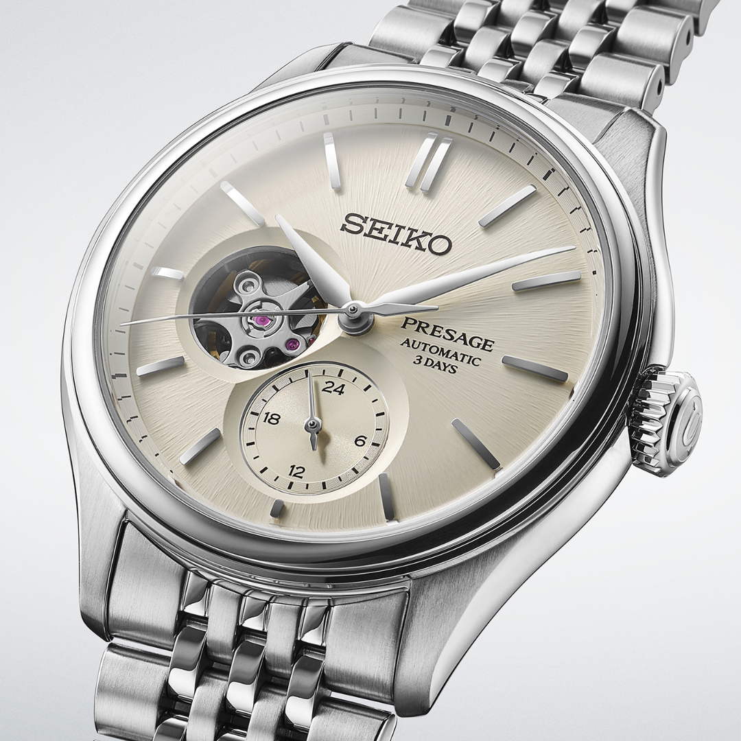 SEIKO PRESAGE SPB469J1 CLASSIC SERIES 'SHIRO-IRO' OPEN HEART MEN WATCH