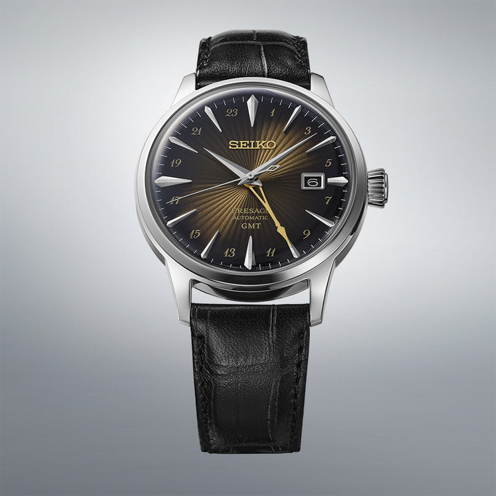 SEIKO PRESAGE SSK039J1 ‘RUSTY NAIL’ COCKTAIL TIME GMT MEN WATCH