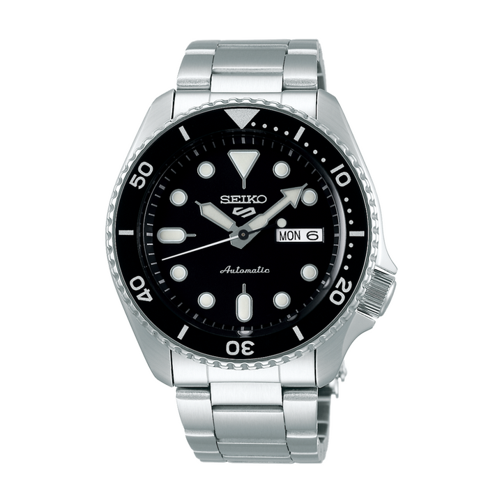 Seiko 5 Sports SRPD55K1 automatic watch with black dial and stainless steel case