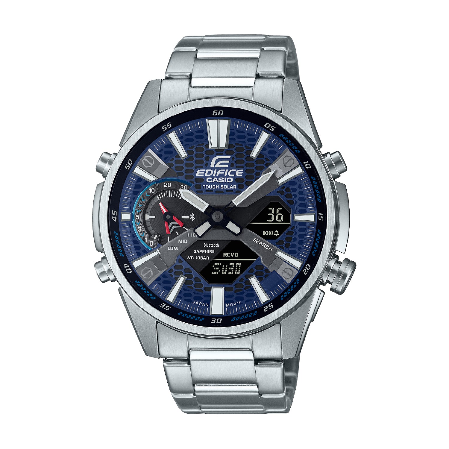 Casio men's tough solar edifice online smartphone link bluetooth stainless steel watch