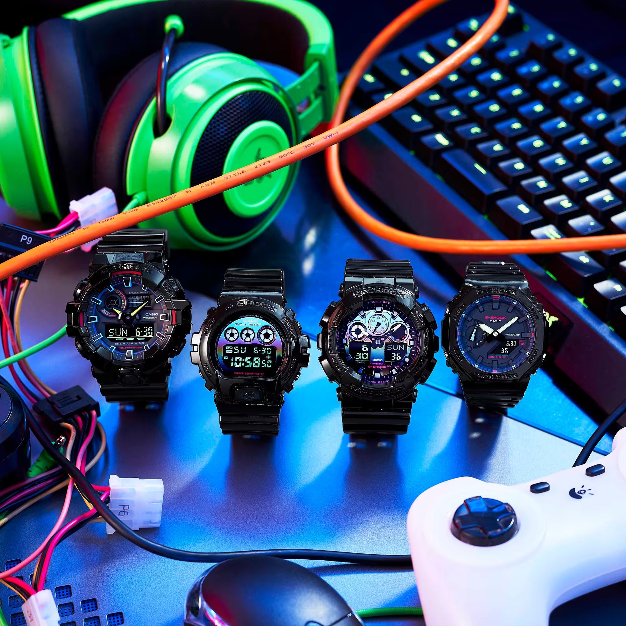 CASIO G SHOCK GA 100RGB 1ADR VIRTUAL RAINBOW ANALOG DIGITAL BLACK