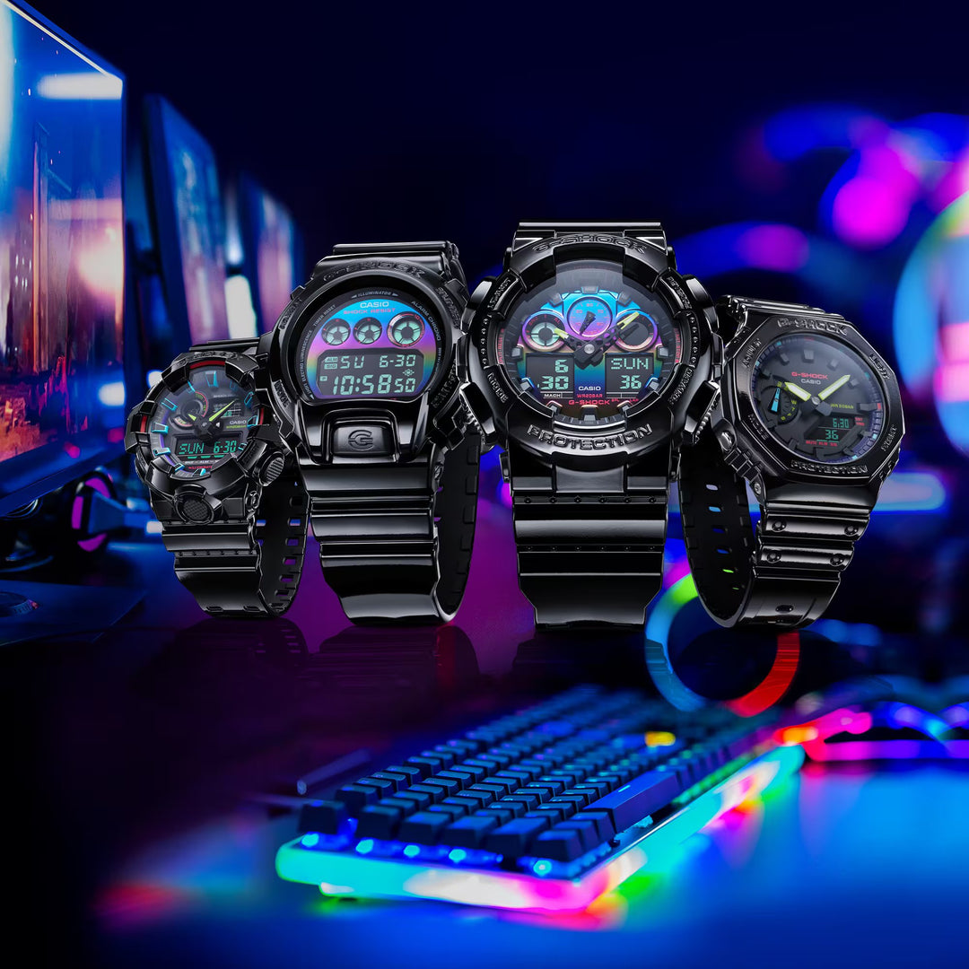 CASIO G-SHOCK GA-100RGB-1ADR VIRTUAL RAINBOW ANALOG DIGITAL BLACK WATCH